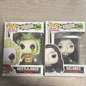 Funko Pop Beetlejuice and Dolores Figures - Green, Black, White